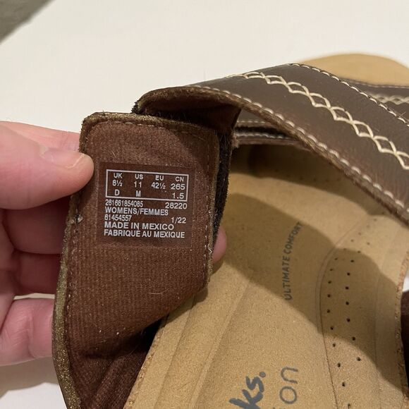 Clarks Women's Roseville Bay Leather Slip On Slide Sandals Metallic Brown Sz 11M - Picture 7 of 7